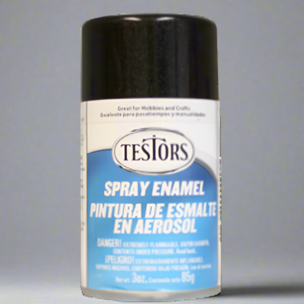Testors 1254 Black Metallic Spray Enamel 3 oz Can Paint