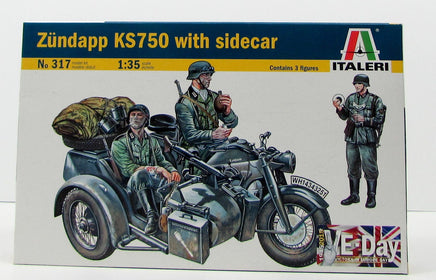 Italeri Zundapp Ks750 Motorcycle with Sidecar 317 1/35 New Model Kit - Shore Line Hobby