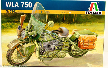 Italeri WLA 750 Military Motorcycle 7401 1/9 New Plastic Model Kit - Shore Line Hobby