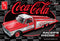 Model kit box for a Coca-Cola-themed truck with red and white design on a black background.
