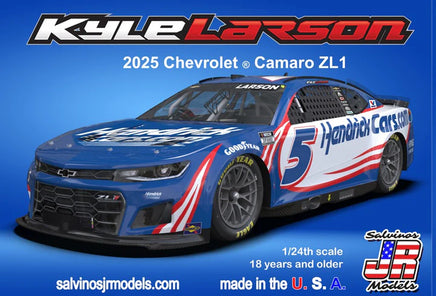2025 Chevrolet Camaro ZL1 model car with Kyle Larson branding on a blue background
