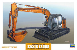 Model kit of a Hitachi excavator on a gradient background