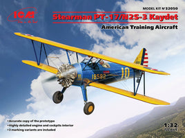 ICM 1/32 Stearman PT-17/N2S-3 Kaydet Biplane Plastic Model Kit #32050