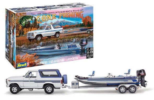 Revell "Gone Fishing" 1980 Ford Bronco with Bass Boat and Trailer 1/24 7242 Model Kit