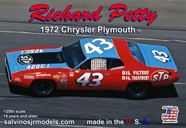 Salvino's JR Models Richard Petty 1972 Chrysler Plymouth 1/25 Plastic Model Kit Race Car Model Kit Salvino JR Models 