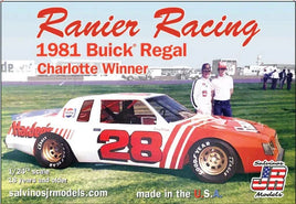 Salvinos Ranier Racing 1981 Buick “Charlotte Winner” Bobby Allison 1:24 Plastic Model Kit Race Car Model Kit Salvino JR Models 