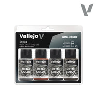 Vallejo Acrylic 77604 Engine Metal Color Paint Set - 4 Bottles - 32ml/1.08oz each