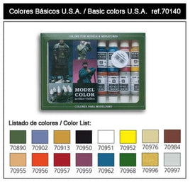 Vallejo Acrylic 70140 Color Paint Set - 16 Bottles Paint Vallejo Paint 