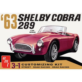 AMT 1963 Shelby Cobra 289 3'n1 1319 1:25 Plastic Model Kit Scale Model Kits AMT 