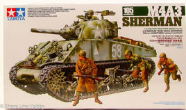 Tamiya M4A3 Sherman 105mm Howitzer 35251 New Armor Plastic Model Kit - Shore Line Hobby