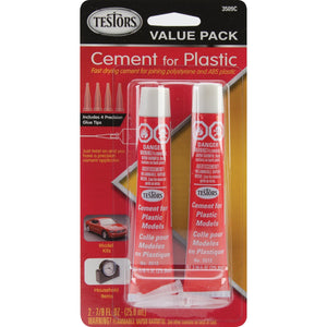 Testors Cement for Plastic Models 7/8 fl oz 3509 Value Pack 2 Tubes with Precision Tips - Shore Line Hobby