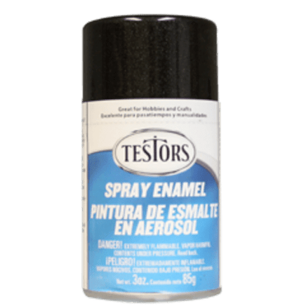 Testors 1254 Black Metallic Spray Enamel 3 oz Can Paint - Shore Line Hobby