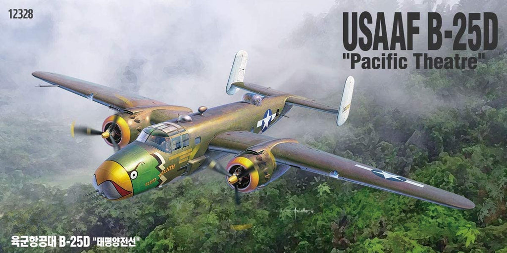 Academy B-25D Mitchell 'Pacific Theater' 1:48 12328 Plastic Model Airplane Kit - Shore Line Hobby