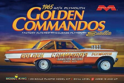 Moebius 1965 AF/X Plymouth Golden Commandos 1/25 1237 Model Kit Race Car Model Kits Moebius Models 