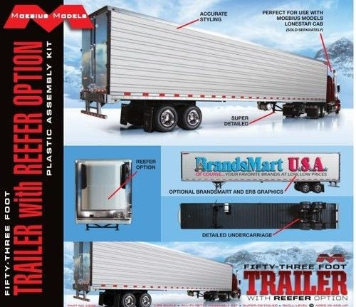 Moebius 53' Trailer w/Reefer Options 1/25 1302 Truck Plastic Model Kit