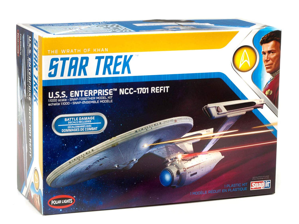 Polar Lights Star Trek U.S.S. Enterprise Refit Wrath of Khan Edition 2T 1/1000 Scale Snap - Shore Line Hobby