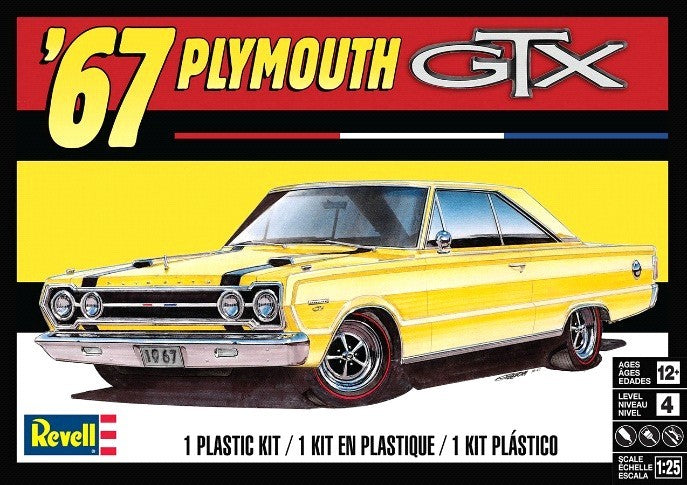 1967 Plymouth GTX 1/25 Revell Plastic Model Car Kit 4481 - Shore Line Hobby