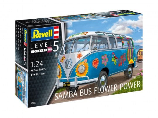 VW Flower Power Samba Bus 1:24 7050 Plastic Model Kit
