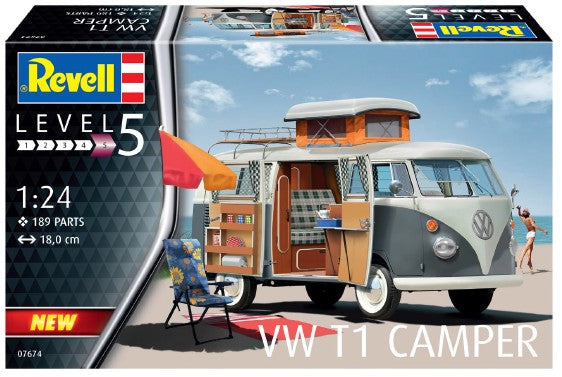 Revell VW T1 Van Camper 1:24 7674 Plastic Model Kit - Shore Line Hobby