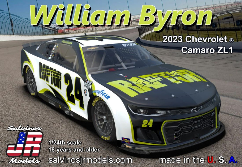Salvinos 1/24 William Byron 2023 NASCAR Chevrolet Camaro ZL1 Raptor Race Car