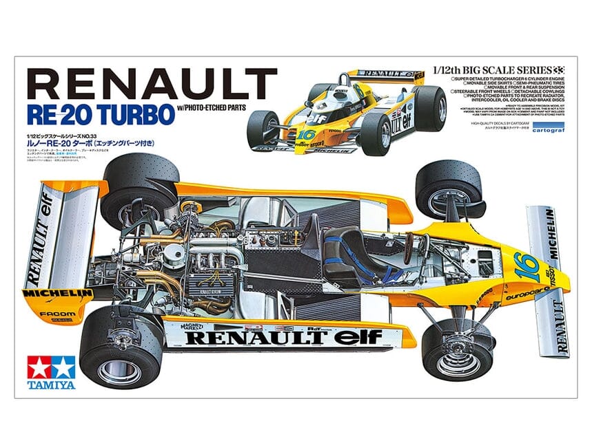 Tamiya RENAULT RE-20 TURBO W/PE PARTS 1/12 12033 Plastic Model Kit