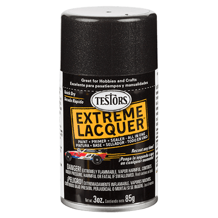 Testors Extreme Lacquer Paint Line 1830-1849 Spray Paint Testors 1832 - Blazing Black Gloss 
