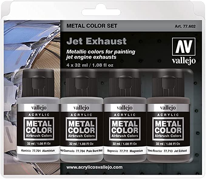 Vallejo Acrylic 77602 Jet Exhaust Color Paint Set - 4 Bottles - 32ml each