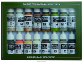 Vallejo Acrylic 70141 Earth Tones Paint Set - 16 Bottles